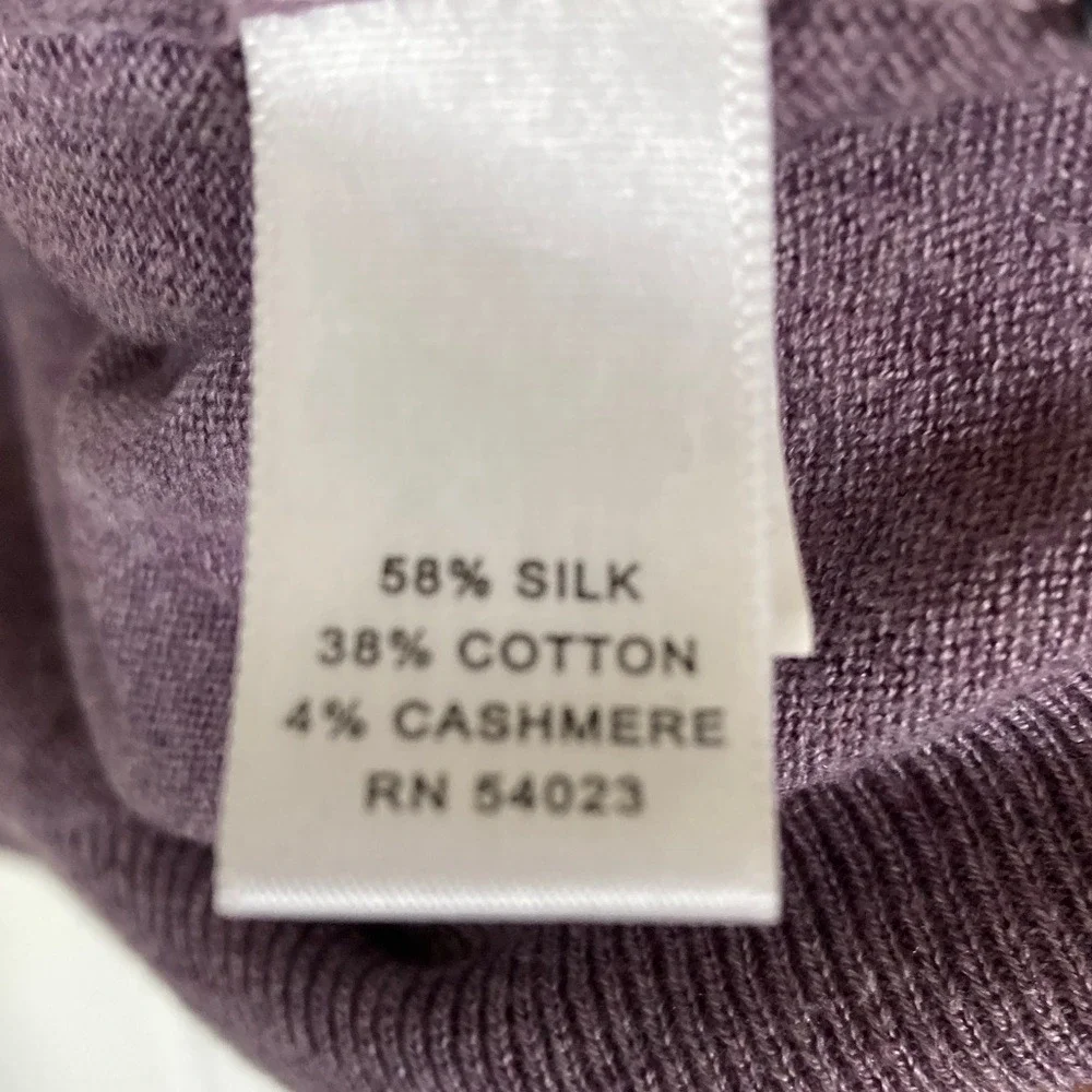 Banana Republic Mens Purple V Neck Pullover Silk Cotton Cashmere Sweater‎ Size L